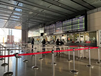 The ticket office windows at Taichung Station.